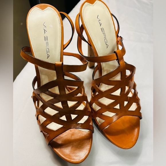 Via Spiga Burnt Orange Strappy Heels size 9 - Picture 2 of 4